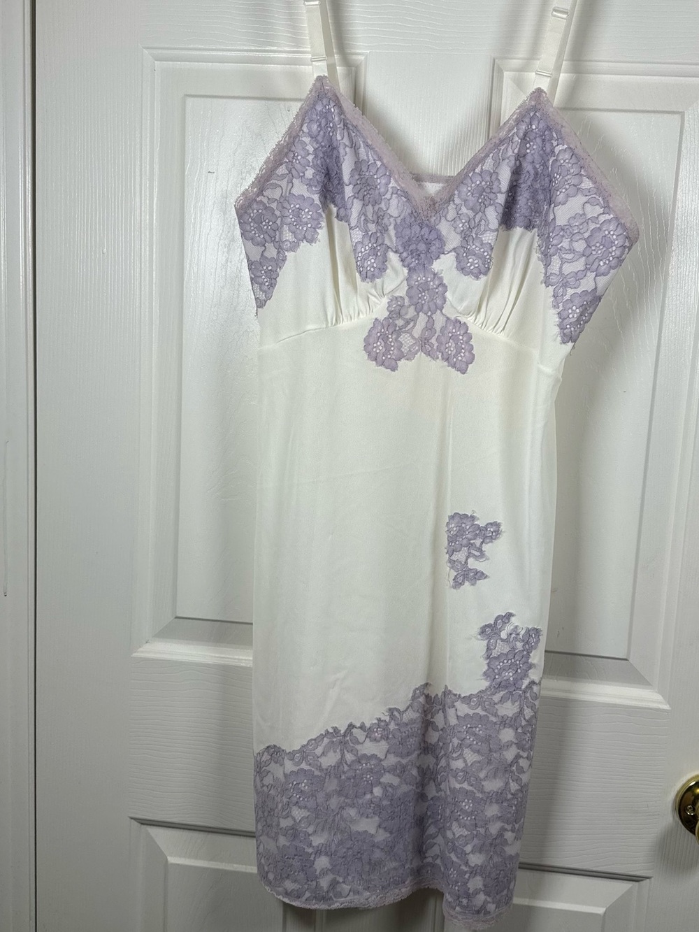 Vintage✨ cream and lavender Slip Dress by Authentic Crepe